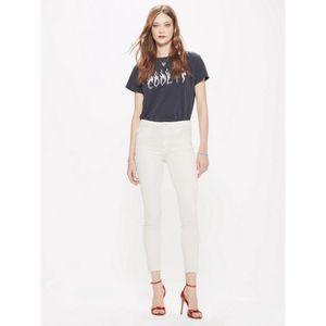 MOTHER High Waisted Looker Ankle Fray Jeans - Warm Ivory